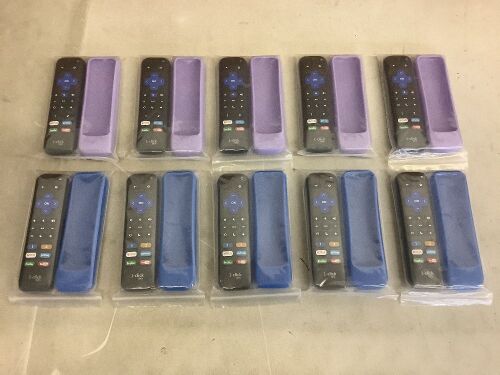 Lot of (10) 1-clicktech Remote for Roku TVs and Roku Players with Covers - Lot 327