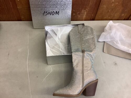 ISNOM Rhinestone Western Boots, Size 8  - Lot 332
