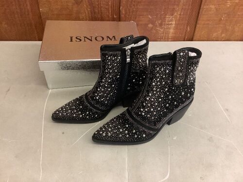 ISNOM Rhinestone Ankle Boots, Size 8 - Lot 336
