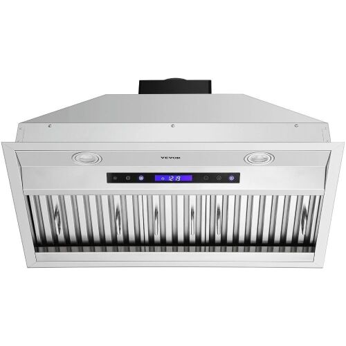 VEVOR 900CFM 4-Speed, 30 Inch Stainless Steel Built-in Kitchen Vent with Touch & Remote Control LED Lights Baffle Filters, Ducted/Ductless Convertible, ETL Listed - Lot 381