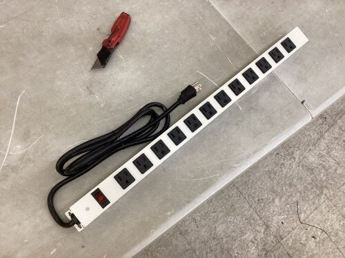 Metal 12 Outlet Power Strip, 6' Cord  - Lot 403