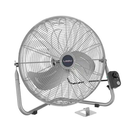 Lasko High Velocity 20 in. 3 Speed Metallic Floor Fan with QuickMount Wall-Mounting System - Lot 428