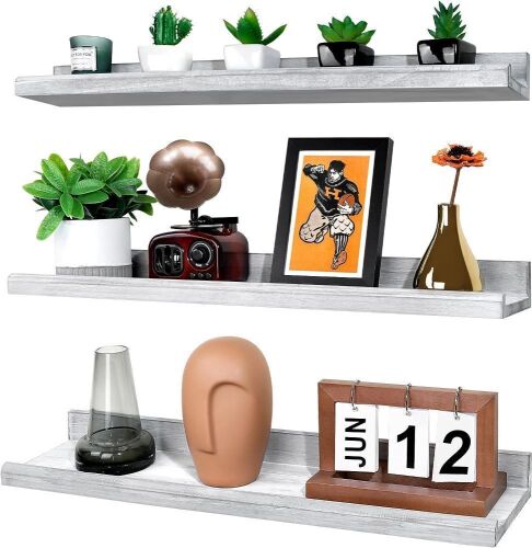 Annecy 24" Floating Shelves, Grey, Set of 3  - Lot 444