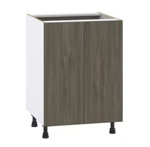 Medora Textured 24 in. W x 34.5 in. H x 24 in. D in Slab Walnut Assembled Base Kitchen Cabinet with 2 Full High Doors - Lot 478