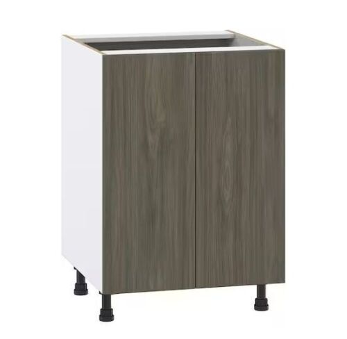 Medora Textured 24 in. W x 34.5 in. H x 24 in. D in Slab Walnut Assembled Base Kitchen Cabinet with 2 Full High Doors - Lot 479