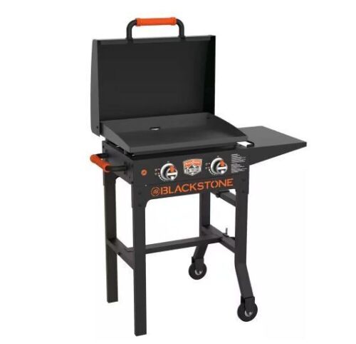 Blackstone On The Go 2-Burner Propane Gas Grill 22 in. Flat Top Griddle in Black with Hood - Lot 14