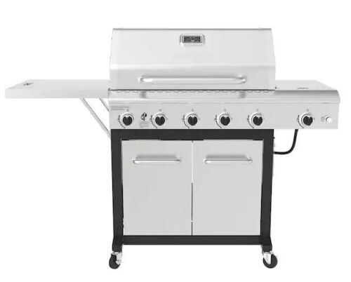 Nexgrill 5-Burner Propane Gas Grill in Stainless Steel with Side Burner and Foldable Side Shelf - Lot 25