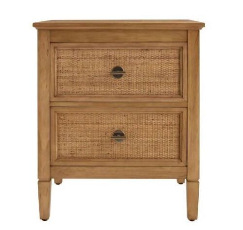 Marsden Patina Wood Finish 2-Drawer Cane Nightstand - Lot 62