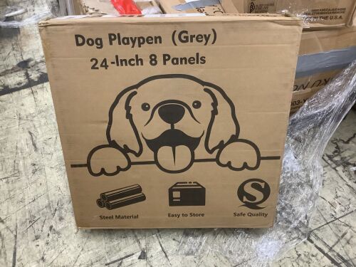 24" 8 Panel Dog Play Pen, Grey  - Lot 468