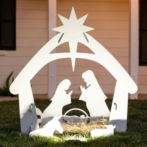 Christmas Nativity Scene Yard Decoration w/ Water Resistant PVC - 4ft  - Lot 573