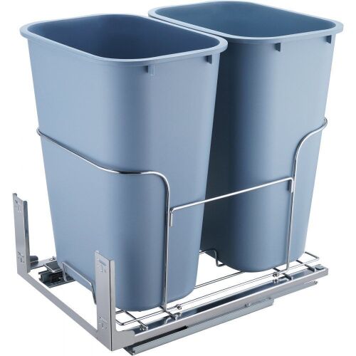 VEVOR Under Mount Kitchen Waste Container with Slide and Door Mounting Kit, 35Lx2 Double Bins, 110 lbs Load Capacity - Lot 598