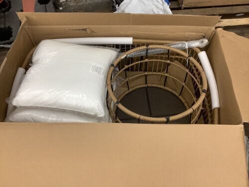Rope Wicker Patio Loveseat and Table - No Hardware  - Lot 622