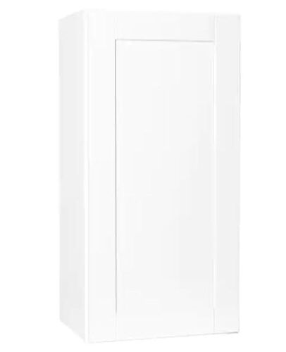 Hampton Bay Shaker Satin White Stock Assembled Wall Kitchen Cabinet, 18 in. x 36 in. x 12 in. - Lot 628