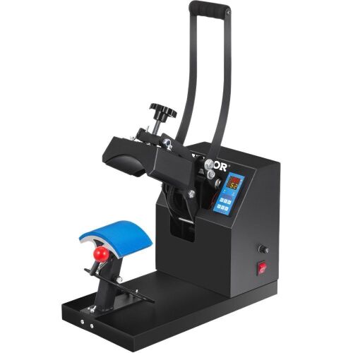 VEVOR 6x3.75Inch Curved Element Clamshell Design Heat Press for Hats Rigid Steel Frame No Stick Digital LCD Timer and Temperature Control  - Lot 35