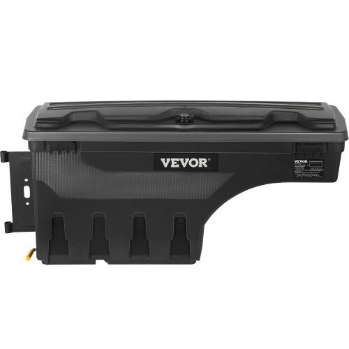 VEVOR Truck Bed Storage Box, Lockable Lid, Waterproof ABS Wheel Well Tool Box 6.6 Gal, Compatible with Chevrolet Silverado 1500 GMC Sierra 1500 2019-2021, Driver Side, Black - Lot 639