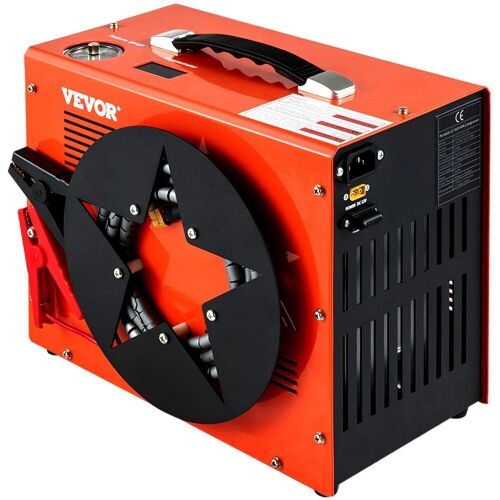 VEVOR PCP Air Compressor, Auto-stop Powered by DC 12V or AC 110V/220V, 4500Psi/30Mpa/300Bar w/Built-in Water/Oil Adapter & Cooling Fan  - Lot 26
