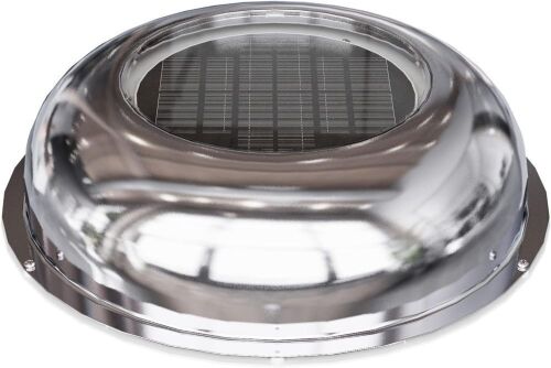 ECO HOUSE Solar Powered Roof Vent Exhaust Stainless Steel 5-inch Fan Ideal for Roof Attic RV Boats 12 CFM  - Lot 720