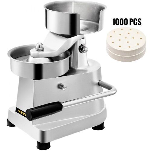 VEVOR Commercial Hamburger Patty Maker 4inch Stainless Steel Burger Press with 1000 Pcs Patty Papers - Lot 727