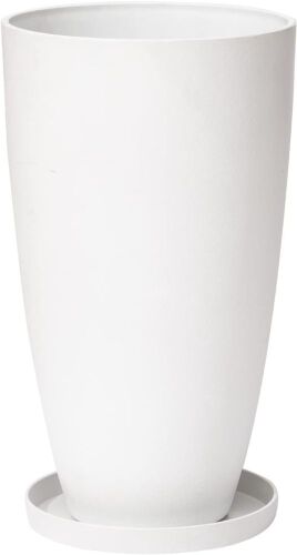 LA Jolie Muse 20 inch Round Tall Planter with Drainage Hole and Tray  - Lot 730