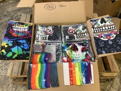 Case of (130) 4 Pack of Neck Gaiter Bandanas   - Lot 100D