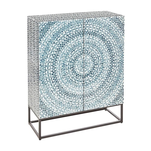 Pier1 Odette Blue Capiz Cabinet. Appears New - Lot 29