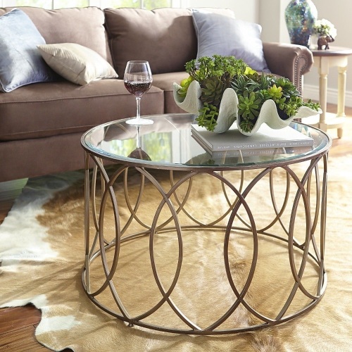 Pier1 Elana Glass Top Coffee Table in Bronze. NEW - Lot 38