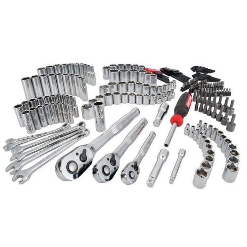 Craftsman 218-Piece Standard (SAE) and Metric Combination Polished Chrome Mechanics Tool Set. New with Damaged Tool Box. Some Rollers fell out of the drawers.  - Lot 69