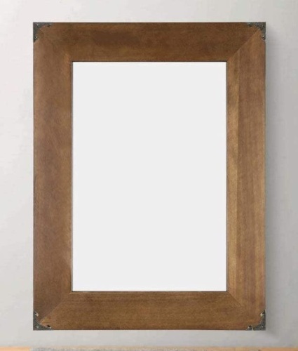 Rustic Wood Frame Wall Mirror with Decorative Metal Corners, 23" x 17" - Appears New  - Lot 217