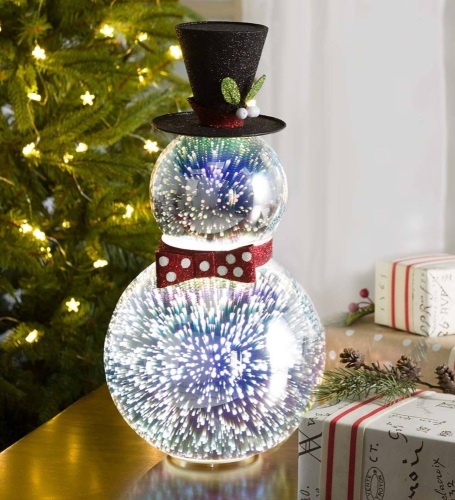 Glass Snowman with 3D Light Effects, Short. Appears New - Lot 278