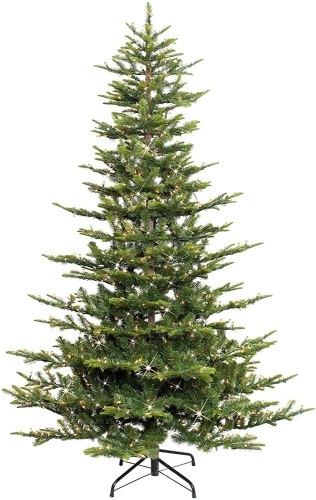 Puleo International 7.5' Pre-Lit Aspen Fir Artificial Christmas Tree with Clear Lights - Appears New in Damaged Box - Lot 286
