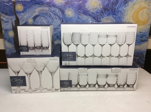 Lot of Various Cheers by Mikasa Crystal Glasses. All Boxes Incomplete. See Pictures - Lot 296