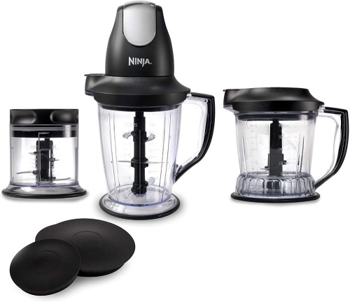 Ninja Blender/Food Processor with 450-Watt Base, 48oz Pitcher, 16oz Chopper Bowl, and 40oz Processor Bowl. New. Damaged Box - Lot 349