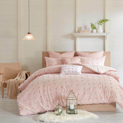 Urban Habitat 5 Pc Duvet Set, 100% Cotton Jacquard, Twin/Twin XL, Brooklyn Pink - Appears New  - Lot 417