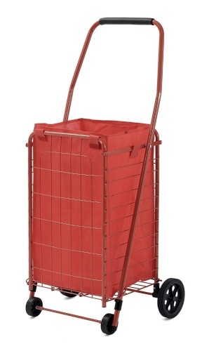 Sandusky Folding Shopping Cart, 66 lbs Capacity, Red - Appears New in Damaged Box  - Lot 470