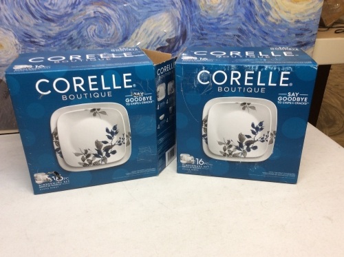 Lot of (2) Corelle Boutique 16 Piece Dinnerware Set. Both Sets Incomplete. See Pictures - Lot 479