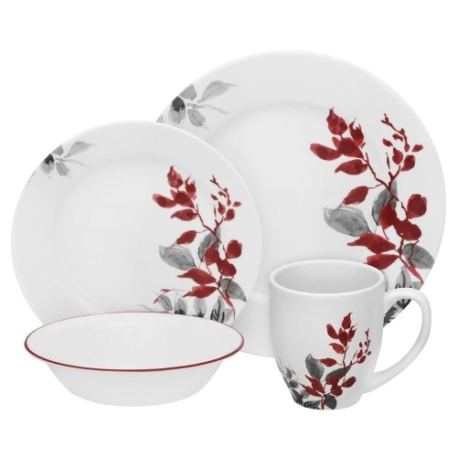 Corelle Boutique Round Kyoto Leaves 16 Piece Set. Appears New. Opened Box - Lot 484