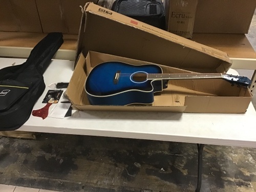 Full Size Beginner Acoustic Guitar Set with Case, Strap, Capo - 41in. E-Commerce Return - Lot 492