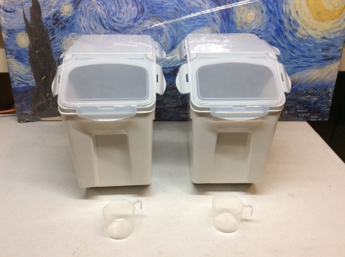 Lot of (2) 80-Cup Storage Containers with Scoops. Appear New - Lot 536