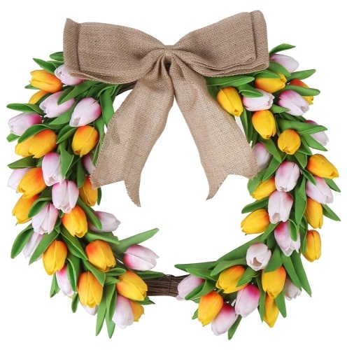 Lot of (10) Ccinee 17.7" Artificial Tulip Easter Wreaths - Appear New  - Lot 617