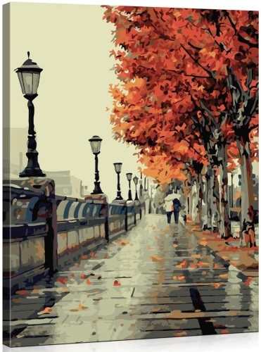 Wooden Framed Paint by Numbers Kit, Romantic Autumn Love - Appears New - Lot 619