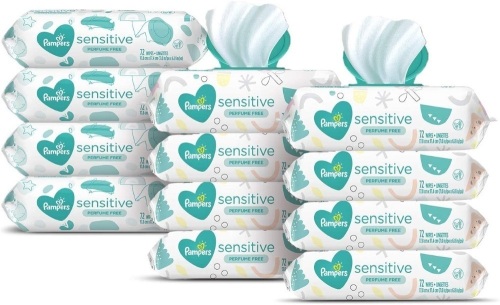 Pampers Sensitive Baby Wipes, 8 Pop-Top Packs with 4 Refill Packs for Dispenser Tub - NEW - Lot 630