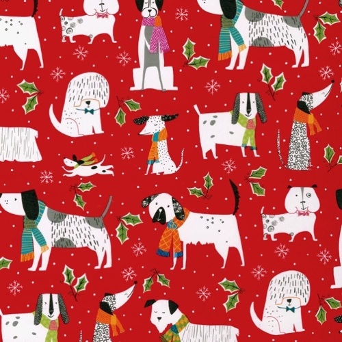 Caspari Christmas Canines Wrapping Paper, 8' x 30", 2 Pack - NEW - Lot 634