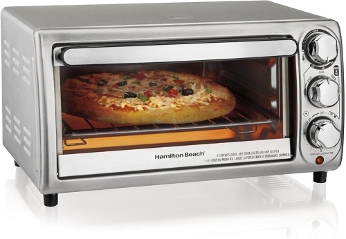 Hamilton Beach 4-Slice Countertop Toaster Oven with Bake Pan, Stainless Steel, New with Damage  - Lot 644