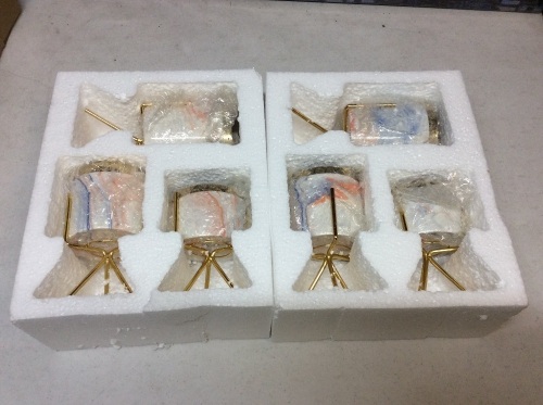 Set of 6 Small Ceramic Flower Pots with Gold Metal Stands. NEW - Lot 646