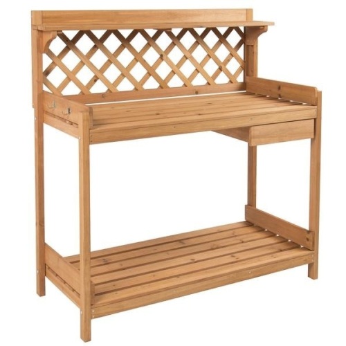 Wooden Potting Bench Workstation, Natural Wood Finish. Appears New - Lot 654