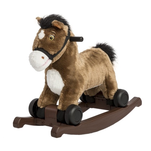 Rockin' Rider 2-in-1 Rocking Pony in Chocolate. Appears New. Damaged Box - Lot 666