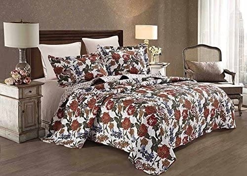 Virah Bella Collection King Size 3 Piece Printed Quilt Set. Appears New - Lot 679