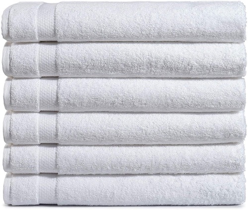 Haven Cotton 100% Premium Cotton Bath Towel Set - Pack of 6, 27 x 54 Inches, 600 GSM, White. Appear New - Lot 715