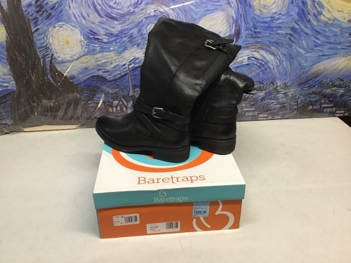 Baretraps Women's Boots Alysha Leather Knee High Wide Calf Black Size 5.5M. NEW - Lot 734b