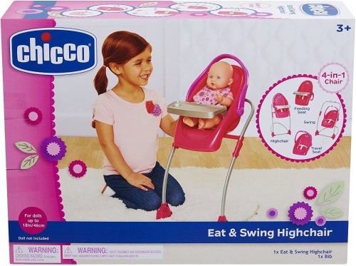 Chicco 4-in-1 Eat and Swing Highchair for Dolls. New - Lot 742